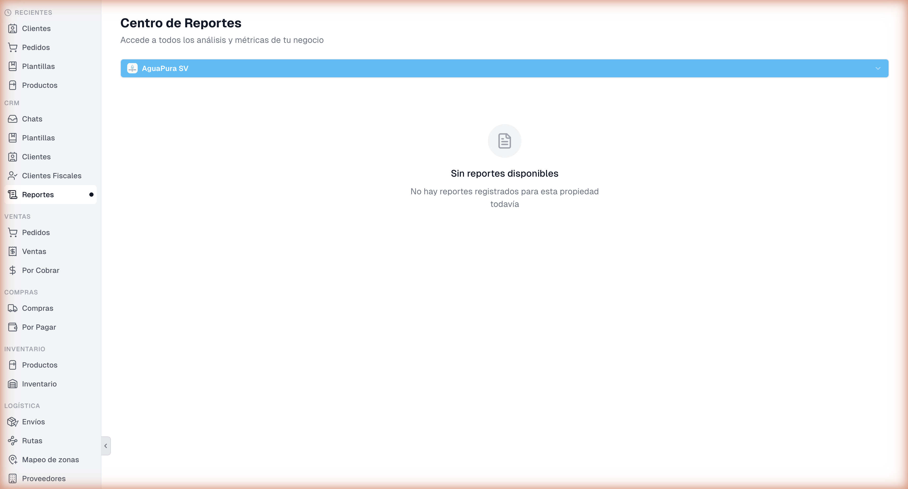 Reportes - Sin propiedad seleccionada